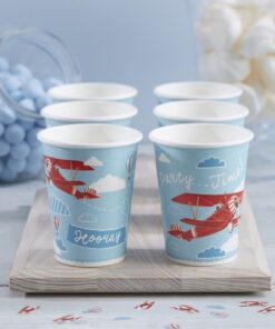 8 gobelets carton avion et nuages
