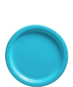 20 assiettes à dessert carton bleu turquoise