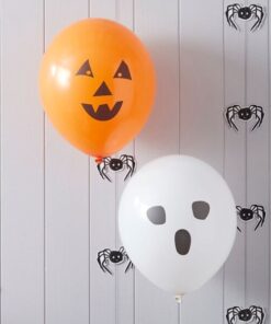 Halloween 10 ballons blanc et orange