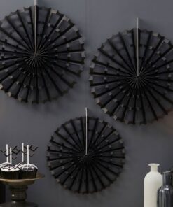 3 rosaces noir halloween suspension papier