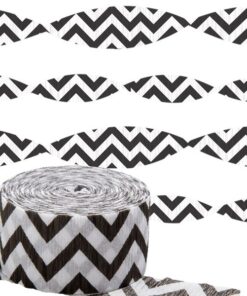 Guirlande papier crepon serpentin chevrons noirs