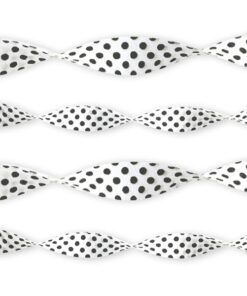 Guirlande papier crepon serpentin pois noirs