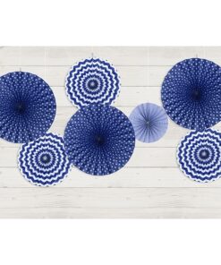 3 rosaces bleu marine en papier deco a suspendre