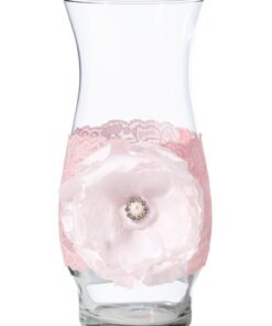 Location dentelle rose blush contour habillage vase bouteille