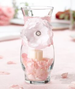 Location dentelle rose blush contour habillage vase bouteille