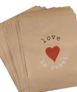 25 Sachets bonbons papier kraft "love is sweet"