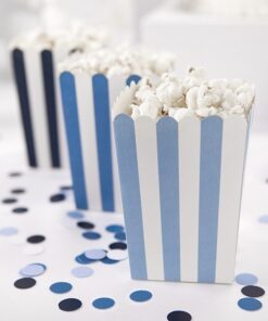 6 boîtes à popcorn rayure bleu