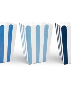 6 boîtes à popcorn rayure bleu