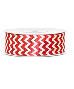 10M Ruban grosgrain chevron rouge 25mm