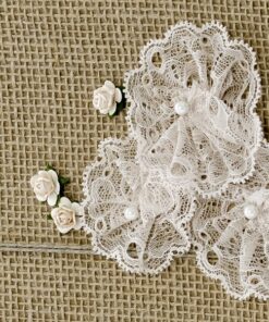 Livre d'or toile de jute shabby dentelle rose