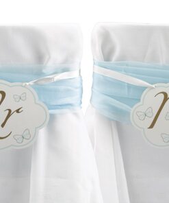 2 pancartes de chaise Mr & Mrs papillon