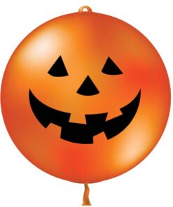 Halloween 4 ballons ronds tête de citrouille