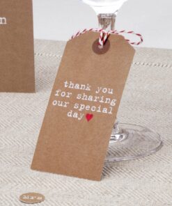10 grandes etiquettes tags kraft coeur rouge