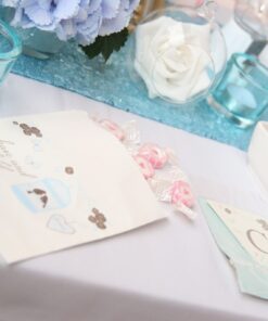 25 Sachets bonbons mariage romantique bleu gold