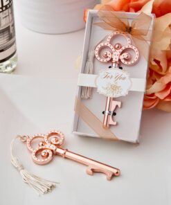Clé vintage cuivrée or rose décapsuleur