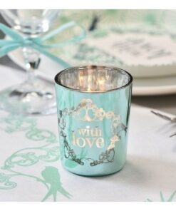2 bougeoirs en verre vintage pastel