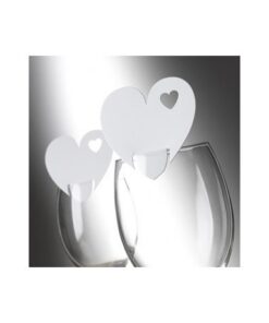 10 cartes Marque place mariage cœur blanc sur verre