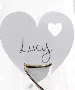 10 cartes Marque place mariage cœur blanc sur verre