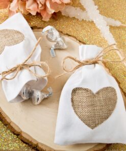 12 sachet pochon lin naturel coeur jute ficelle