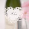 10 marque-place verre coeur dentelle blanche