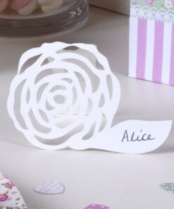 10 Marque place de table fleur vintage blanc