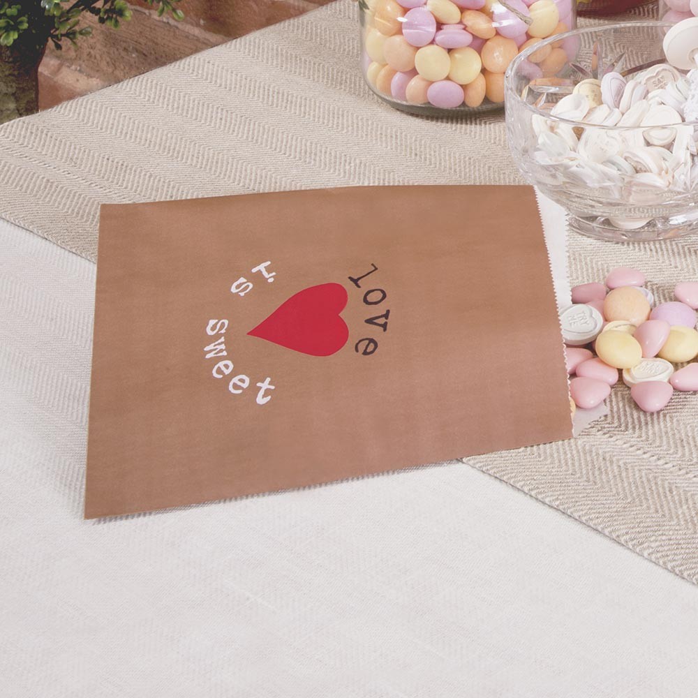 25 Sachets bonbons papier kraft "love is sweet" 25 Sachets bonbons papier kraft "love is sweet"