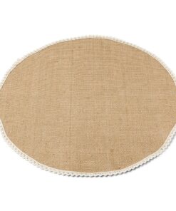 Centre de table rond napperon jute et dentelle 50cm