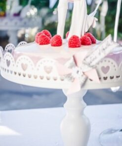 LOCATION 4 présentoir gateau blanc metal sur pied GM