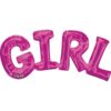 Ballon fille "GIRL" rose fuchsia alu 40cm