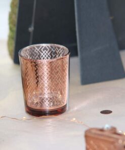Location Bougeoir photophore cuivré rose gold geo mercurisé