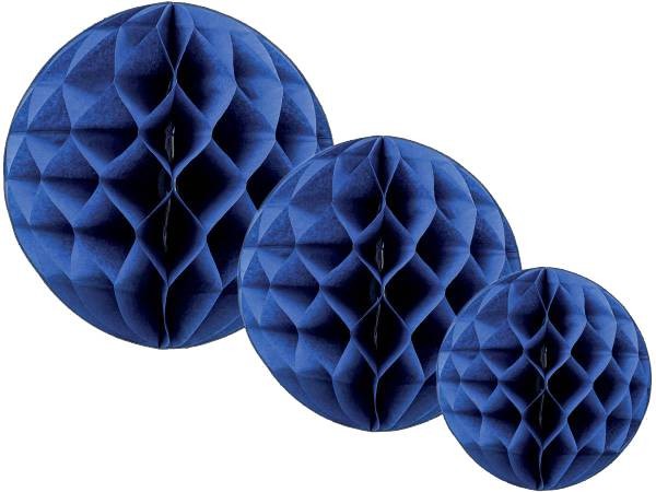 Les 3 boules alvéolées bleu marine mix Les 3 boules alvéolées bleu marine mix