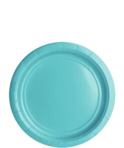 20 assiettes à dessert carton bleu aqua pastel