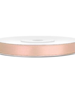 Ruban satin 6mm pastel pêche rosé 25M