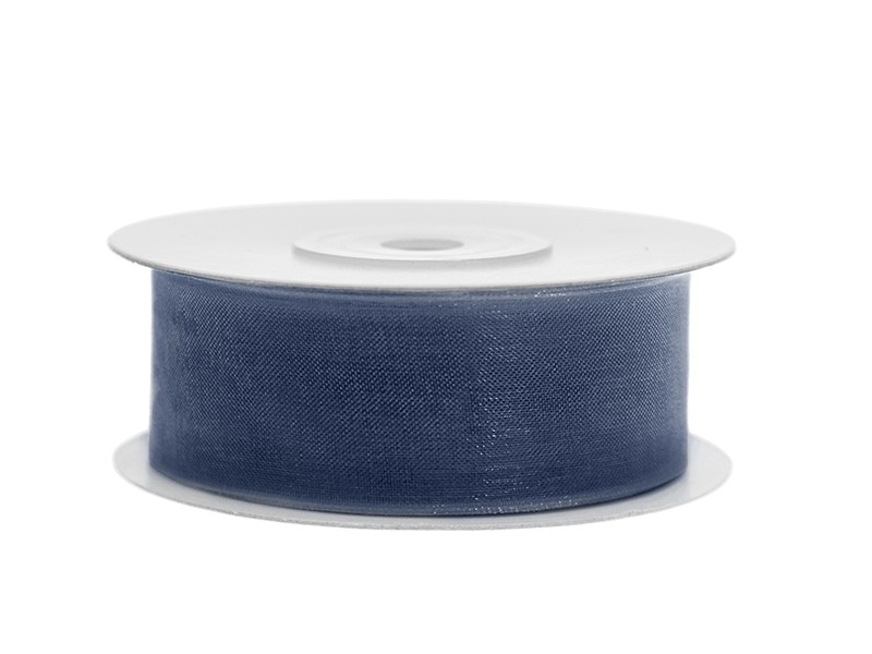 25M Ruban soie organza bleu marine 25mm 25M Ruban soie organza bleu marine 25mm