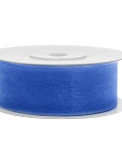 25M Ruban soie organza bleu roi 25mm