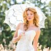 Grande ombrelle de mariage dentelle blanc 96cm
