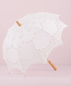 Grande ombrelle de mariage dentelle blanc 96cm