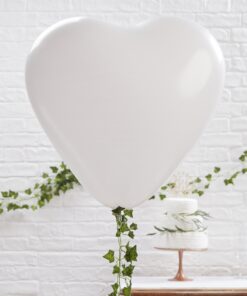 3 ballons coeur géant blanc latex 90cm