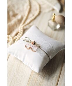 Coussin d'alliances de mariage blanc dentelle