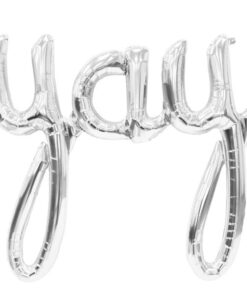 Ballon "YAY" argenté mylar