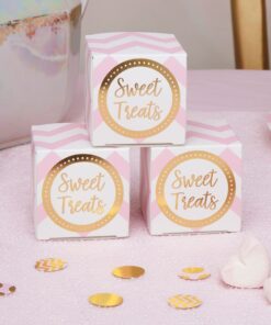10 boîtes à dragées cubes chevron rose gold sweet