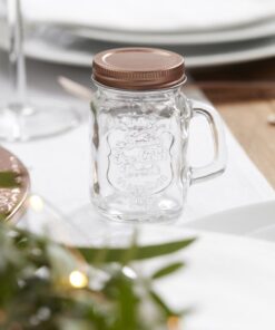 Lot de 4 Mini mason jar couvercle cuivré rose gold