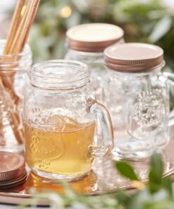 Lot de 4 Mini mason jar couvercle cuivré rose gold