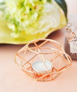 Location Bougeoir geometrique t-light metal cuivré or rose