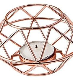 Location Bougeoir geometrique t-light metal cuivré or rose
