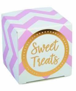 10 boîtes à dragées cubes chevron rose gold sweet