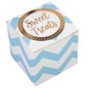 10 boîtes à dragées cubes chevron bleu ciel et or