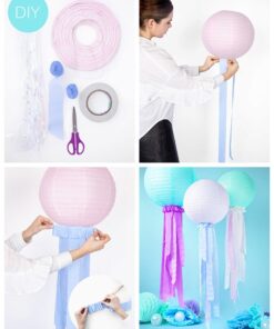 1 lampion boule japonaise bleu Tiffany 35 cm