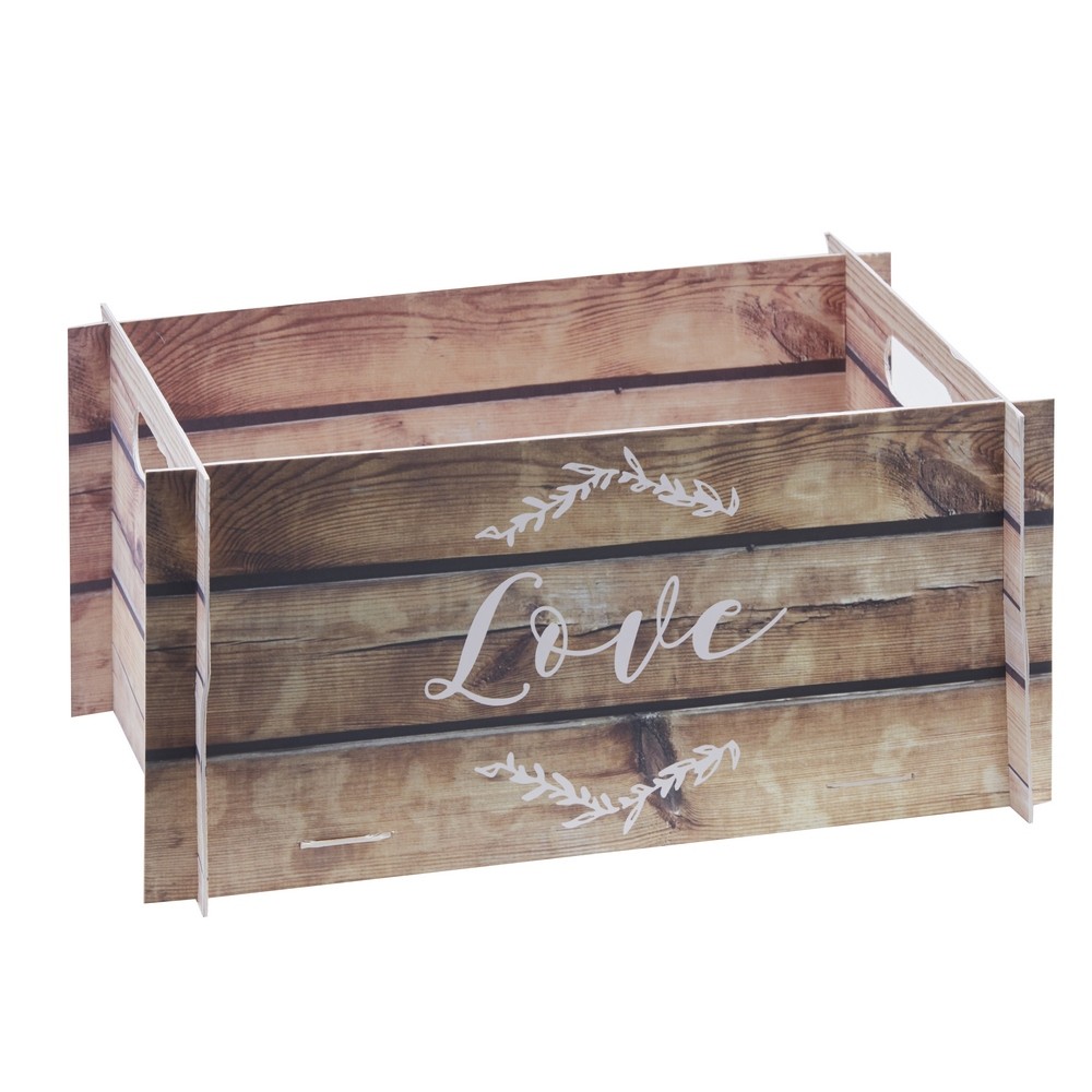 Caisse en carton "love" effet bois Caisse en carton "love" effet bois