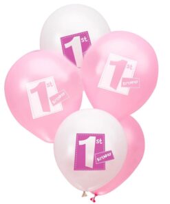 8 Ballons Rose Blanc 1 an 1st birthday